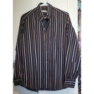 Burberry long-sleeves dress shirt striped Made in USA Black
